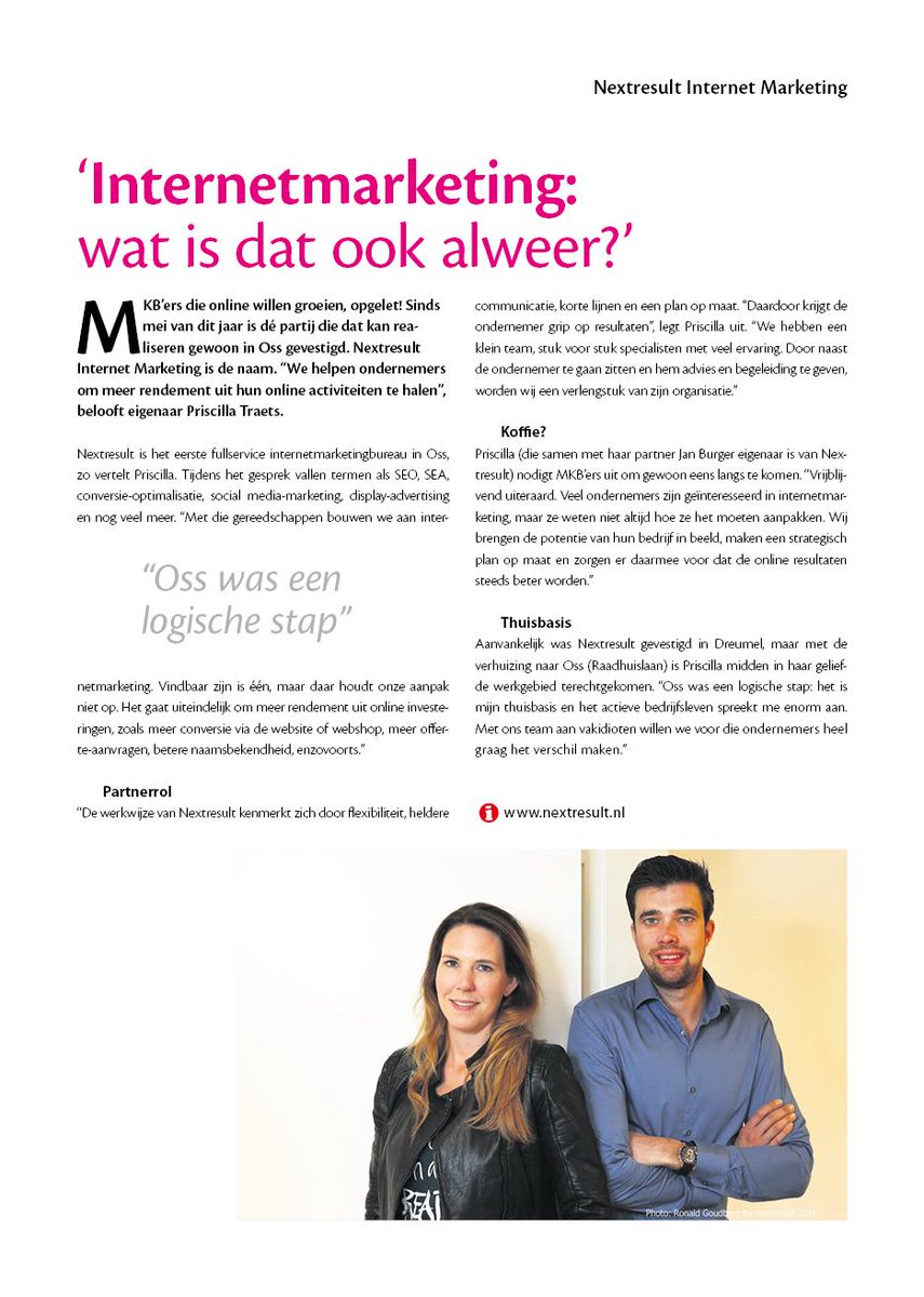 NextresultIM's tweet image. Deze week een introductie van Nextresult @BedrijvigOssMag. De kracht van online, ken jij hem al?