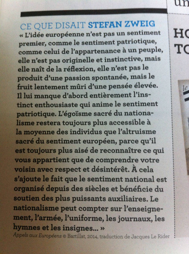 ericfotto's tweet photo. Relire Stefan Zweig sur la nature du sentiment européen. @Le1hebdo Brexit en kiosque. https://t.co/yFjngZ6hdA