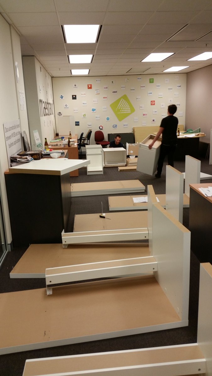 obrisse's tweet photo. Better than team building... desk building! @Maestrano #IKEA https://t.co/rcIxSX5hys