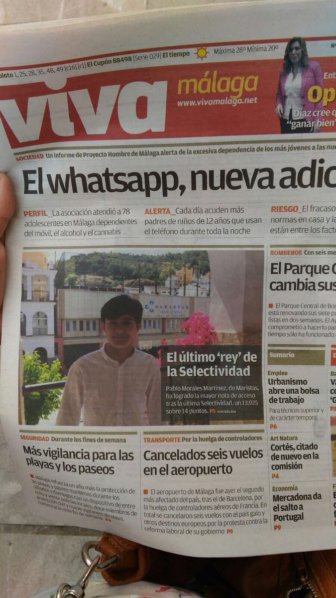 SOMOS NOTICIA. Con el alumno <a href="/pablommdq/">Pablo Morales Mtnez.</a> en #selectividad en <a href="/DiarioSUR/">SUR. El periódico de Málaga</a> <a href="/opiniondemalaga/">La Opinión de Málaga</a> <a href="/malagahoy_es/">Málaga Hoy</a> <a href="/viva_malaga/">Viva Málaga</a>