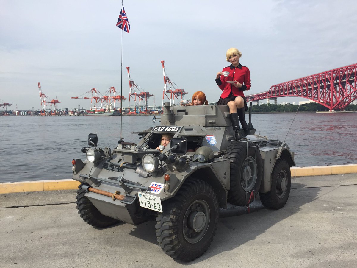 基地司令 軍用車コレクター フェレット装甲車 ハンヴィー キューベルワーゲンを使った究極のガールズ パンツァー撮影会 雨の影響で黒森峰の撮影を残して終了です ダージリン アッサム オレンジペコだけでなく西住みほとケイまで登場 最高でした