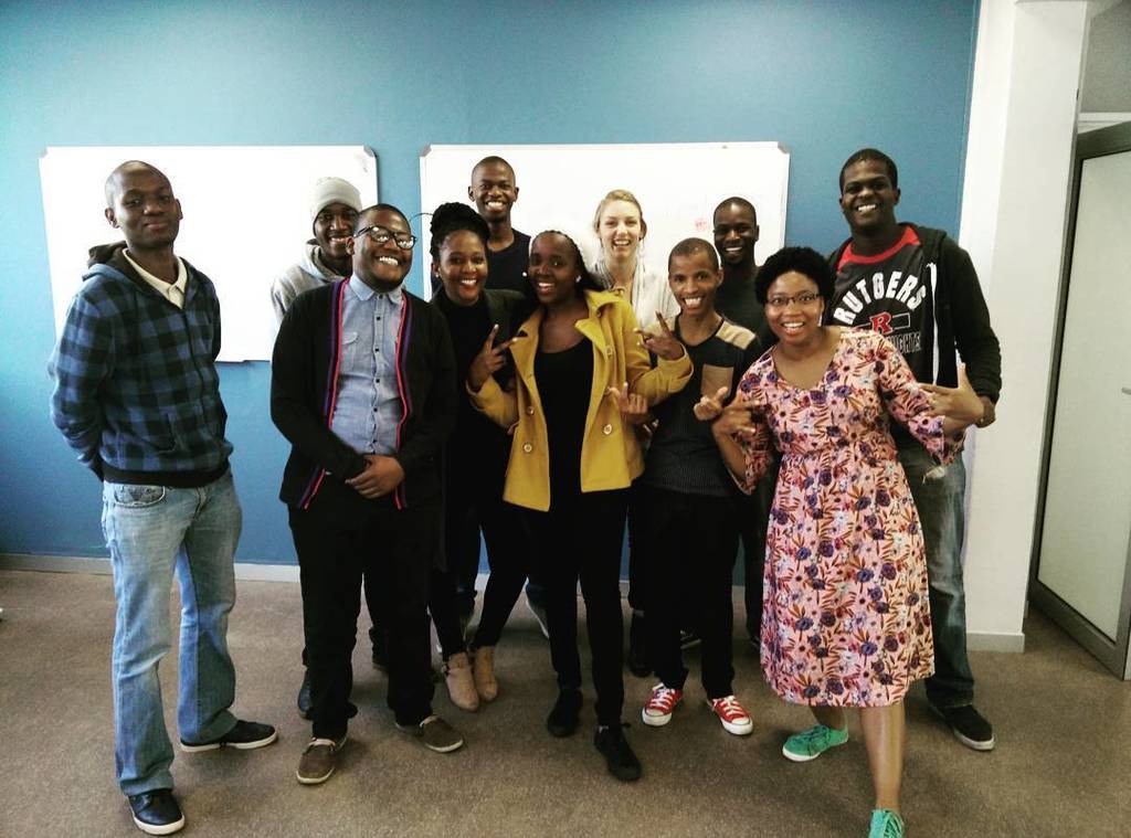 TshwaneHub's tweet photo. #KnowAShaper We just finished our Standup meeting with two of the teams, discussing tasks #ShapingTshwane #DSIDE2016 https://t.co/0qTdAnaPbL