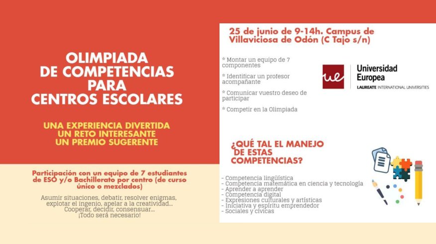 UEuropea's tweet photo. Mañana 25 de junio celebramos nuestra "Olimpiada de competencias para centros escolares" en el #CampusVillaviciosaUE https://t.co/QfkZTrYPI2