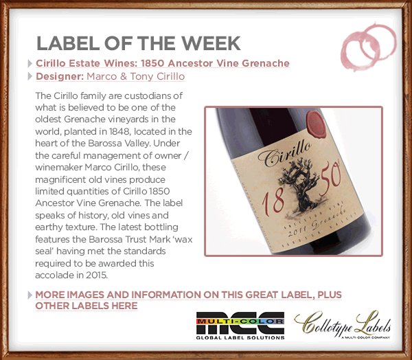 WBMbusiness's tweet image. @Cirillo1850wine 1850 Ancester Vine Grenache #LabelOfTheWeek Design by Marco &amp;amp; Tony Cirillo  bit.ly/28QPTJI