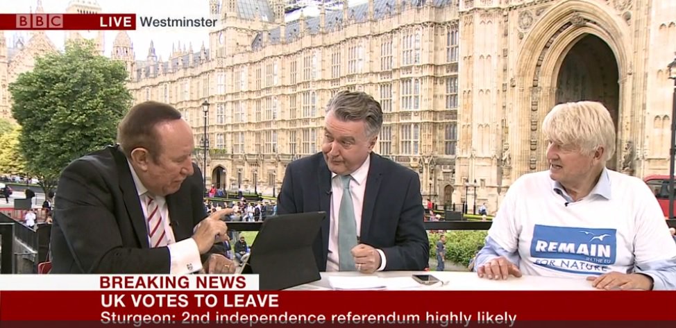 Boris Johnson's father on TV this morning wearing a big Remain sweatshirt