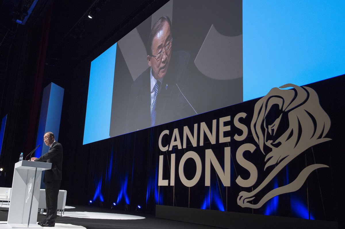 Ban Ki-moon's challenge to #CannesLions: help the #UN tell the story of the #SDG's. text: bit.ly/28Ryosr