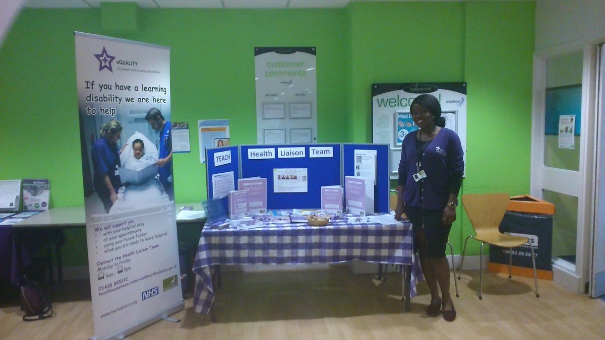 LDNurseTasha's tweet photo. Me and Tosin are back again at @WestHertsNHS Spice of Life raising awareness for #LDWeek16 @HertsCLDS @team_liaison https://t.co/HrturLecVS