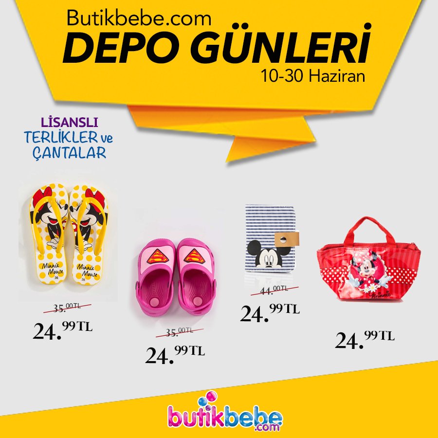 Büyük küçük herkesin ilgisini çeken Lisanslı Terlikler ve Çantalar Butikbebe'de sizlerle. bit.ly/28Rv0PU