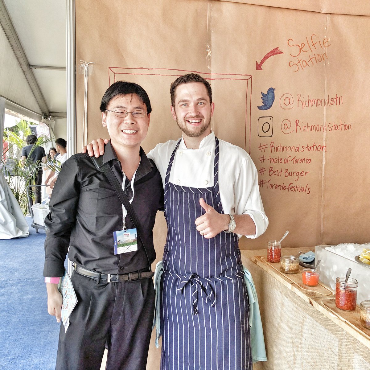 Chef Carl Henrich of Richmond Station with Travelling Foodie Raymond Cua at Taste of Toronto in Toronto, Ontario