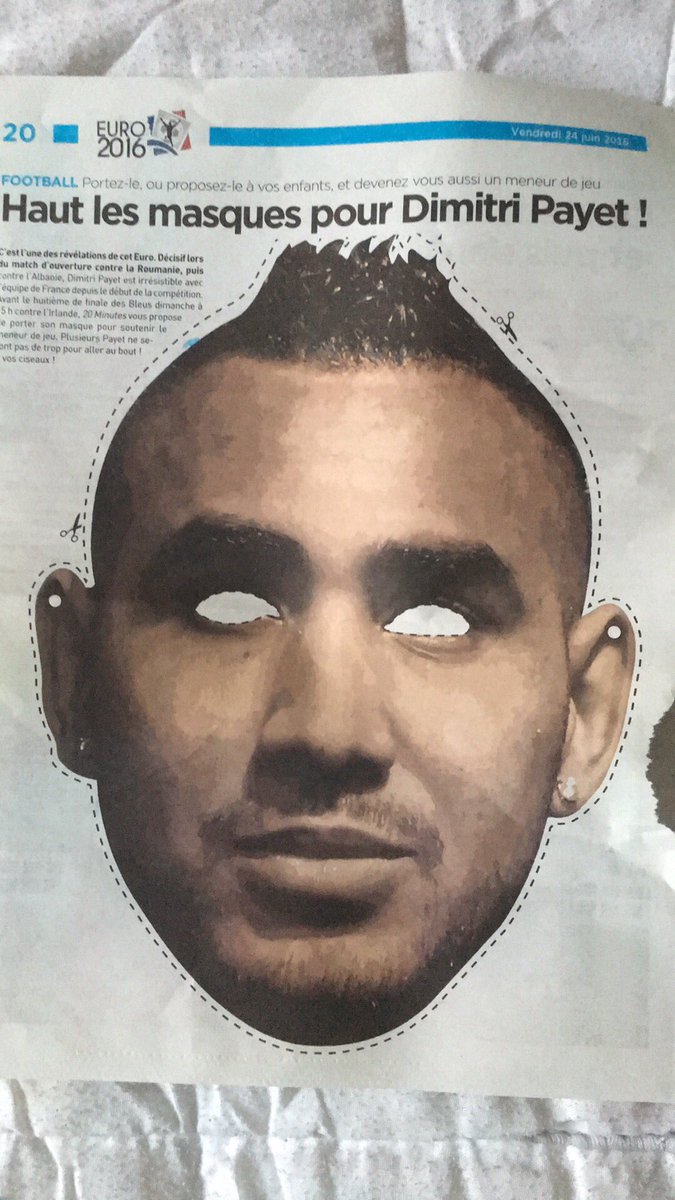 IBAOLEILA's tweet photo. Alsace dans le journal gratuit "20 minute" y a le masque de @dimpayet17.
#dimpayet #teamboumbam #974 #Equipedefrance https://t.co/GqGbqbq39H