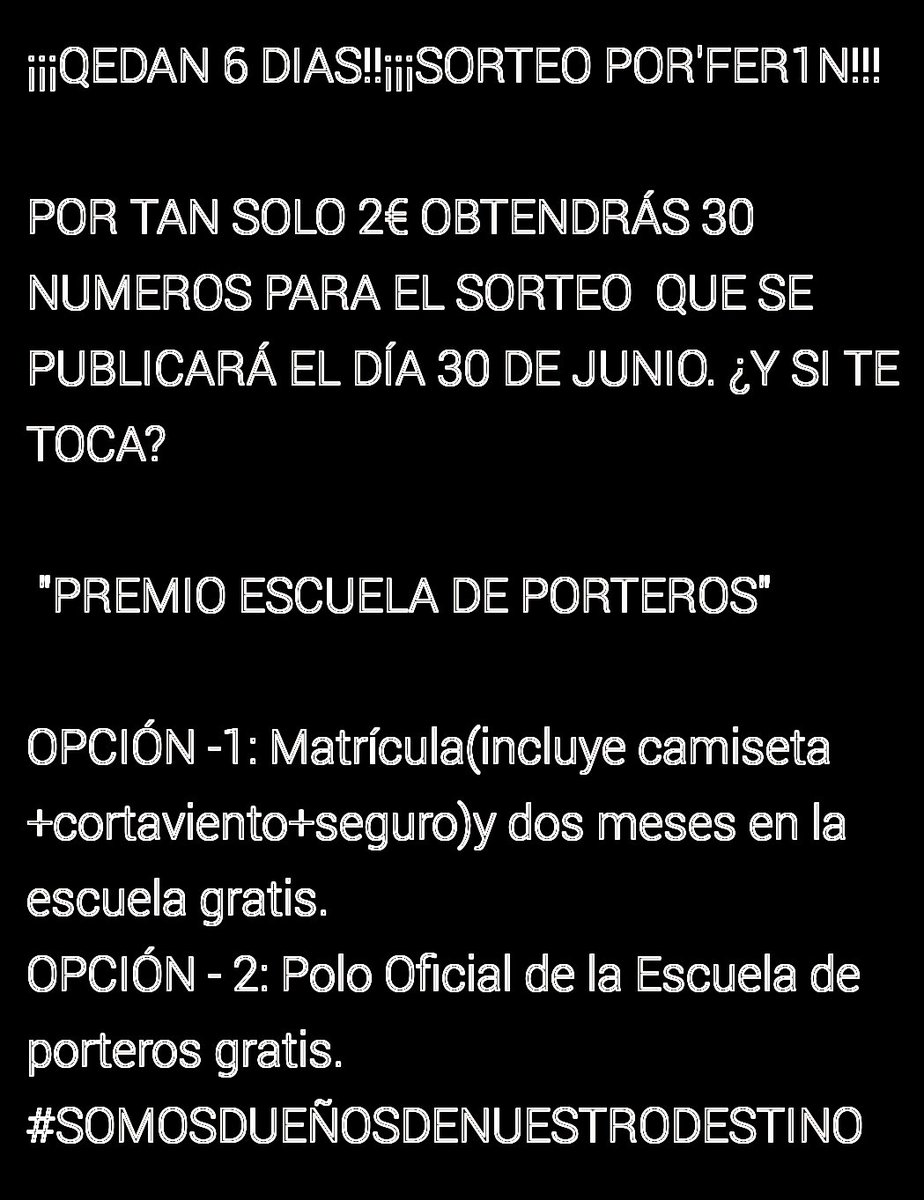 SORTEO "ESCUELA POR'FER1N" <a href="/friestradiaz/">Fernando Riestra GK Coach 🇪🇦</a> <a href="/escuelaporfer1n/">PORFER1N ESCUELA PORTEROS</a>