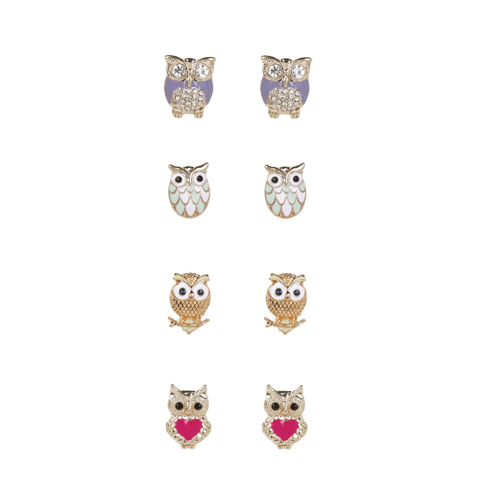 Kit com 4 pares de brincos de coruja! Ótima opção para presentear aquela amiga que ama corujas! :)