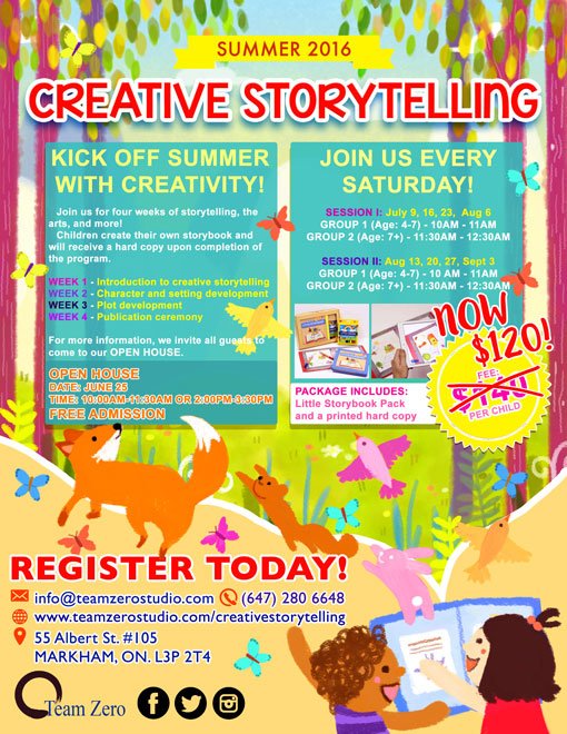 Join us for the FREE Creative Storytelling Open House event this Saturday!
bit.ly/28Nuu2P