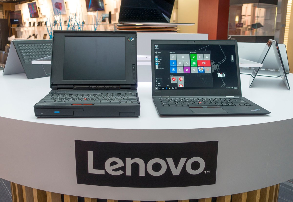 GarrettADugger's tweet photo. 2016 ThinkPad X1 Carbon vs. the 1994 ThinkPad 755CD. My, we've come a long ways... @LenovoChannelNA https://t.co/y3JKpulNcC