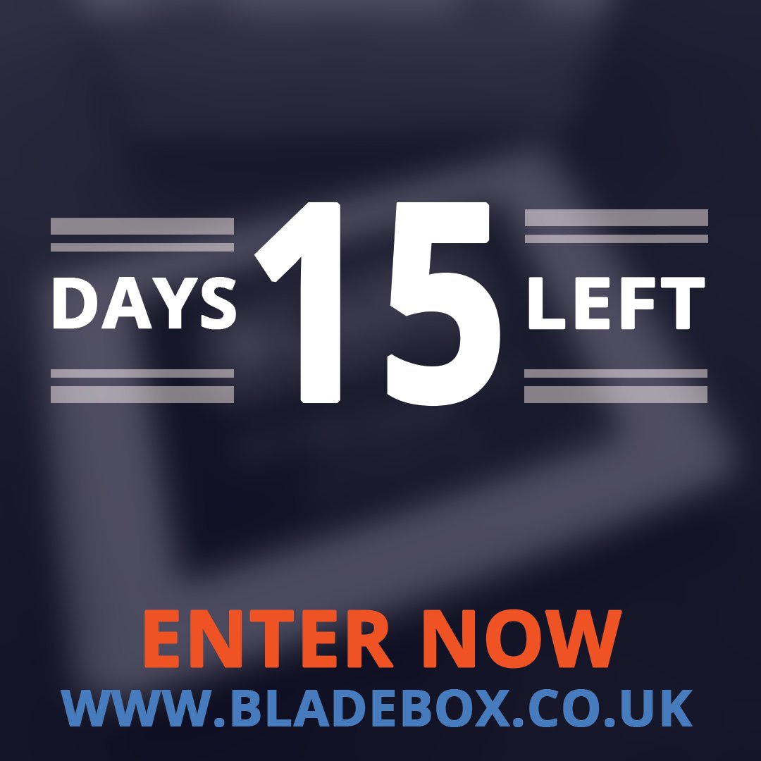 Bladeboxhq's tweet photo. 15 days to go! Enter now https://t.co/yxbzE6sHE6 #competition #contestalert #bladebox https://t.co/xBzTX6NJSW