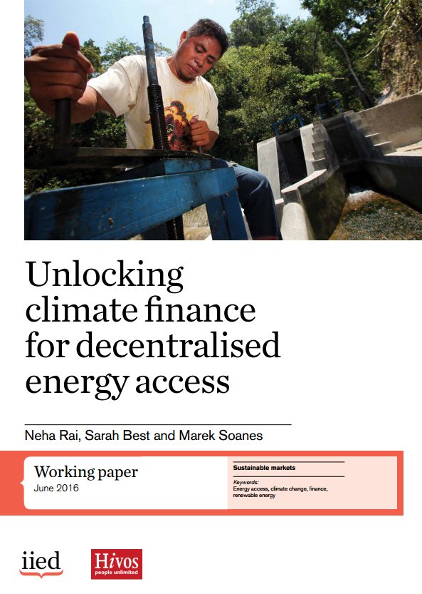 IIED's tweet photo. DOWNLOAD: IIED/@hivos report: Unlocking #climatefinance for decentralised #energyaccess --> https://t.co/OBdKHT7jnh https://t.co/QYrAVMFyv6