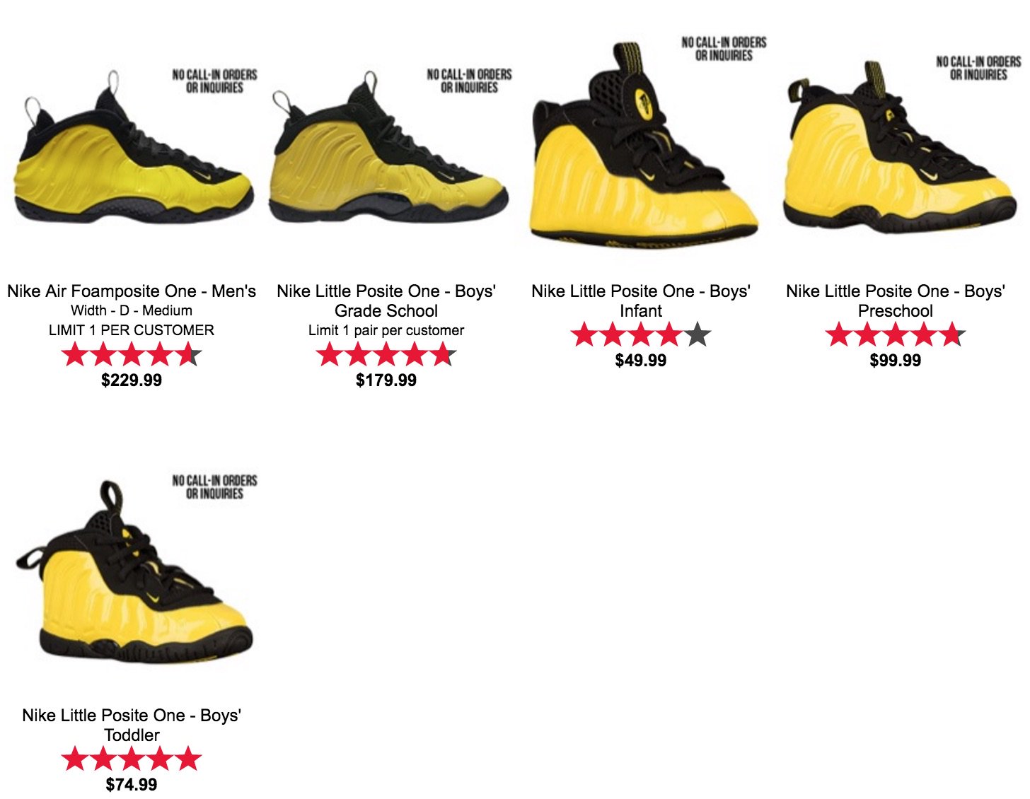 infant yellow foamposites