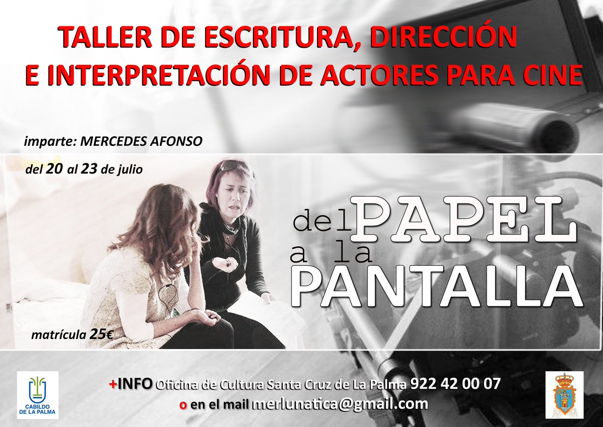 sclapalma's tweet photo. ¡Atención cinéfilos! Taller de escritura, dirección e interpretación por @mercedesafonso https://t.co/6bWZRsgCID https://t.co/UxH0P6amPZ