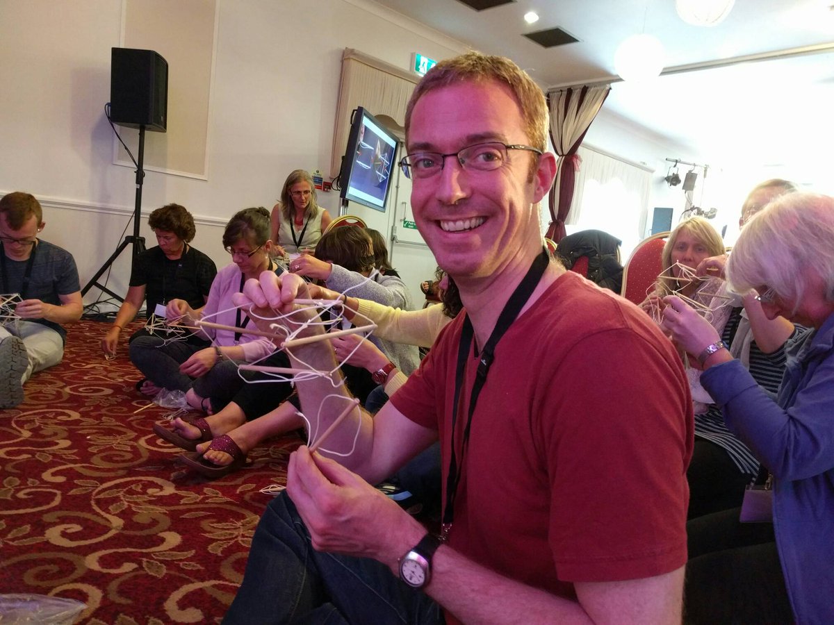 RelaxRenewUK's tweet photo. Making a tensegrity model at lunchtime #biotensegrity day @FasciaBFS https://t.co/ncyXNBmT34