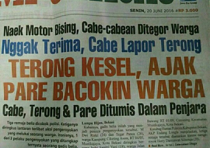 Hahaha Ngakak Koprol dengan Judul Berita Koran Lampu 