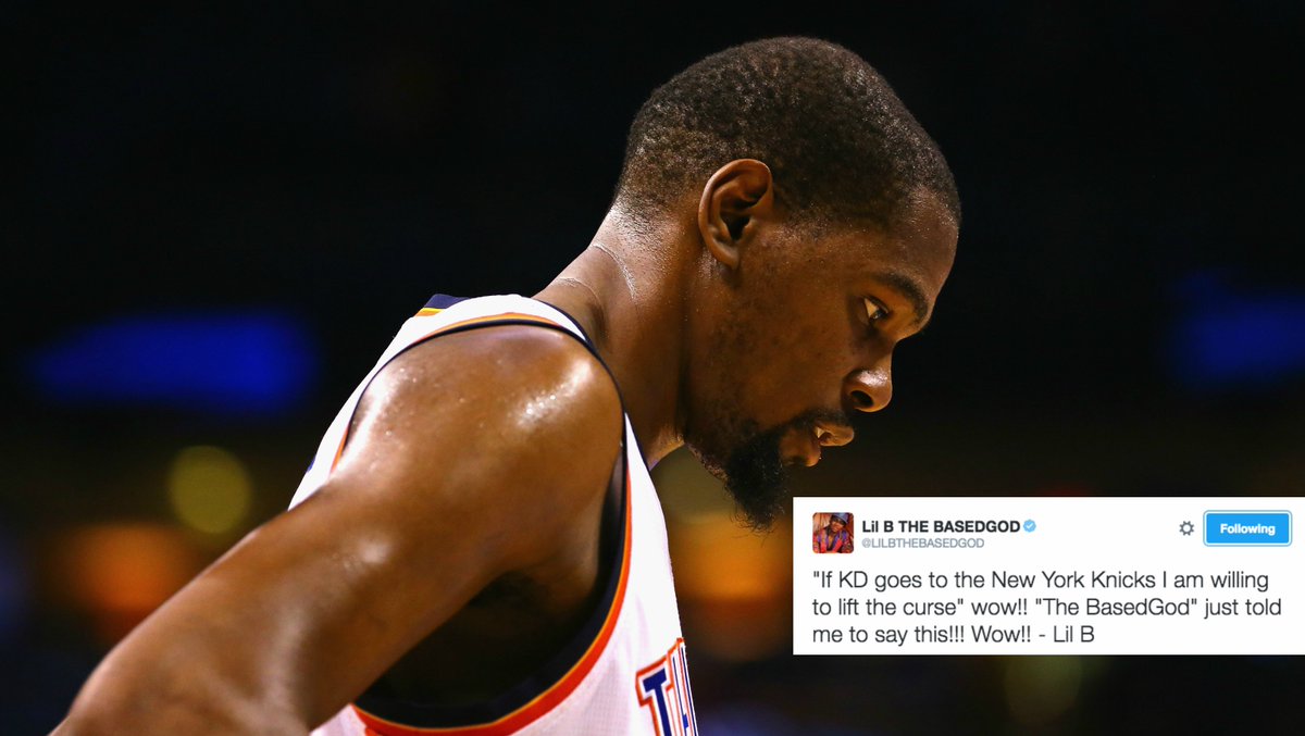 BleacherReport's tweet photo. Will Kevin Durant obey "The BasedGod" and go to the Big Apple? https://t.co/B7YtntTXdd https://t.co/EAJH5eI9Cs