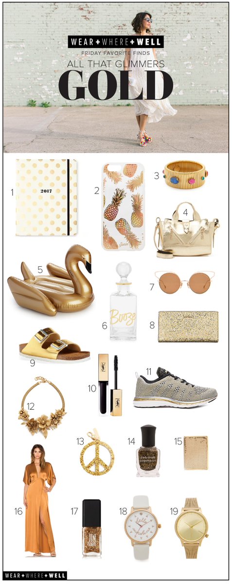 All that glitters is gold! Our 19 favorite gold goodies : bit.ly/28SVvSI #fbloggers #gold #style #fashion