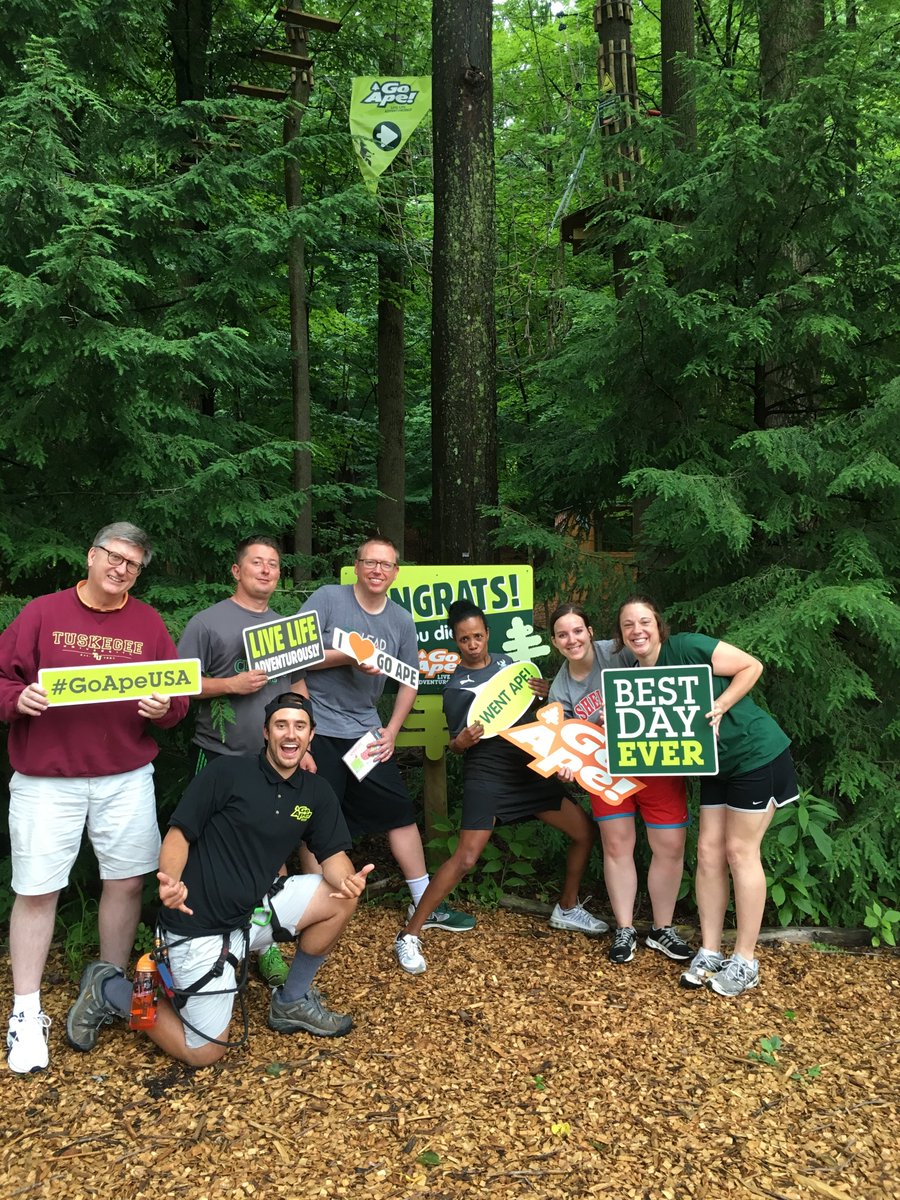 VikingPromos's tweet photo. @CSU_Athletics External Mktg Team Zip Lining at Mill Stream @clevemetroparks yesterday. @GoApeUSA staff was awesome! https://t.co/ynFzZ0xnKb