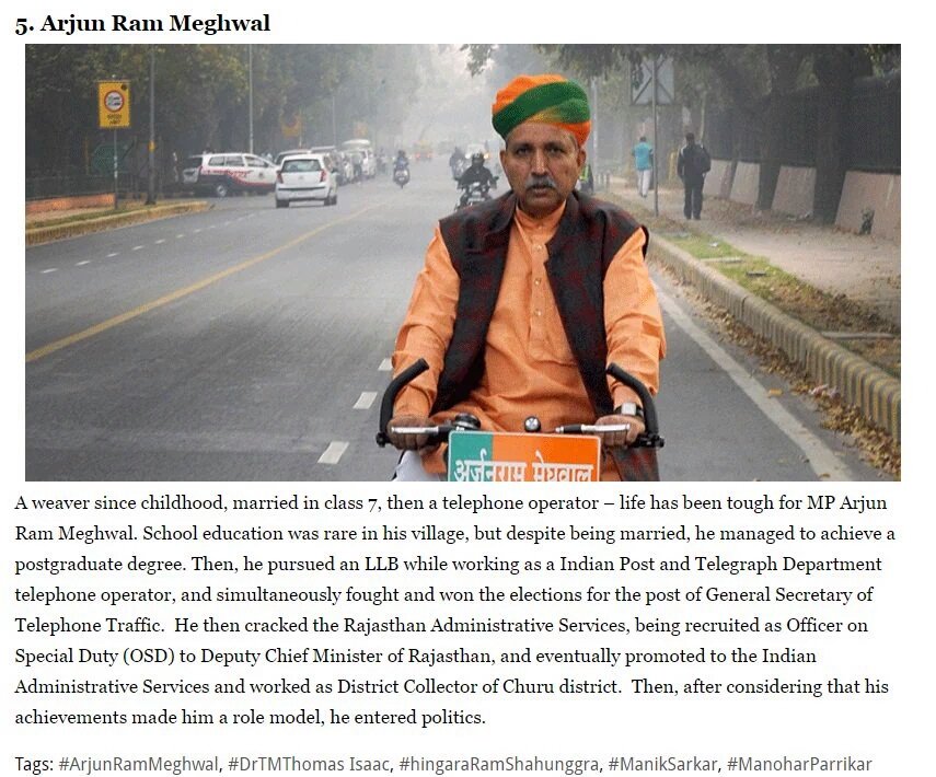 arjunrammeghwal's tweet photo. 5 honest men who will prove honest politicians are not extinct @narendramodi @Indialivetoday2 @BJP4India @RSS_Org https://t.co/YGTvPqtpUG
