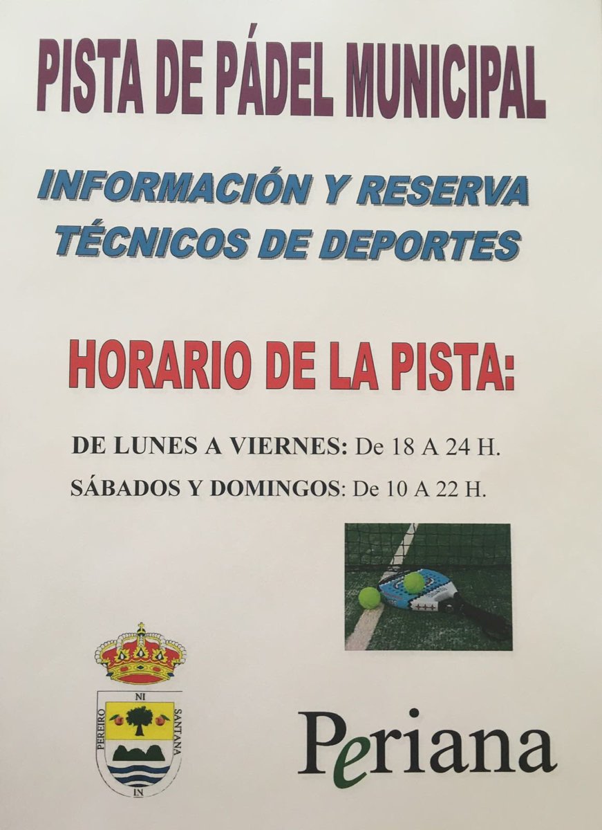 Horarios pista Padel municipal