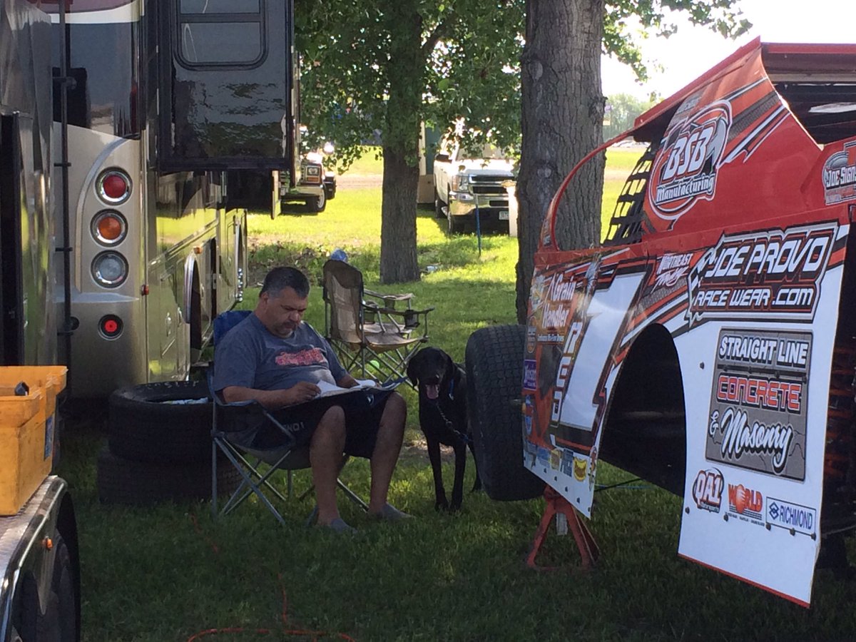 wheelerred1's tweet photo. Red1 tied to the hitching post over night. Getting ready 4 2nite #adriver&amp;hisdogstudingtheRED1racecarplaybook. https://t.co/itQCashy7h