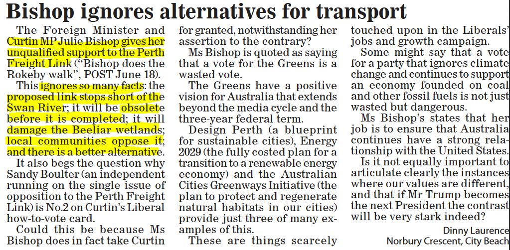 JeremyMowe's tweet photo. Bishop ignores alternatives for transport #wapol #PerthFreightLink https://t.co/wvlBGRv8KU https://t.co/k9GQcvkd9M