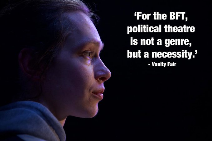 BFreeTheatre's tweet photo. Political theatre isn’t a genre, “it’s a necessity”. 

Please support Burning Doors however you can. #BFTKickstarter https://t.co/N74cWLCeFG