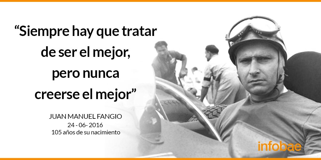 infobae's tweet image. Se cumplen 105 años del nacimiento de Juan Manuel Fangio infob.ae/28RV2Th