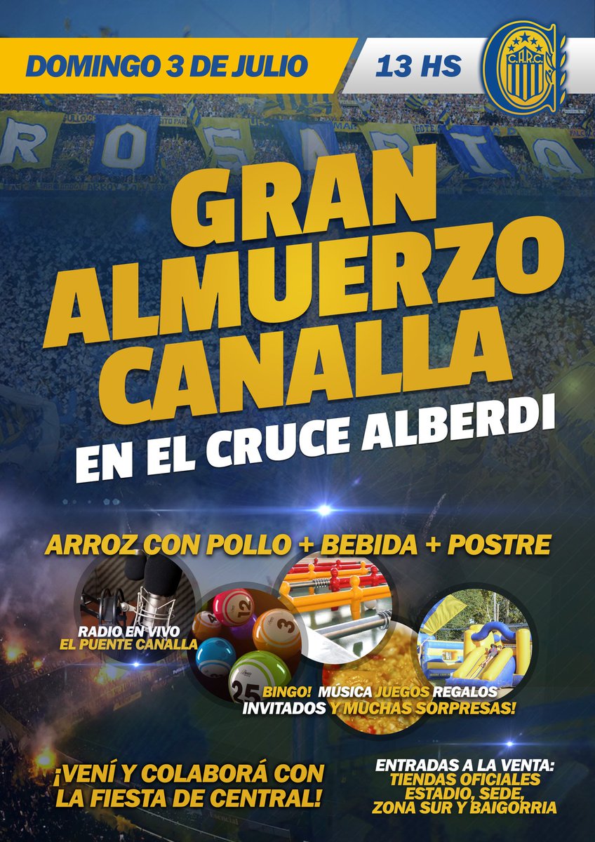 AgrupacionCA's tweet photo. #AlmuerzoCanalla en el Cruce Alberdi!
Entradas disponibles en todas las Tiendas Oficiales.
#CarnavalAuriazul https://t.co/gjldHh5dDR