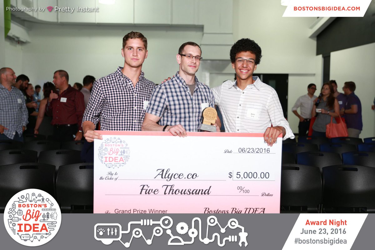BostonsBigIdea's tweet photo. Congratulations to the winner of Boston's Big IDEA 2016: @AlyceGifts https://t.co/hvqEWtsCKa