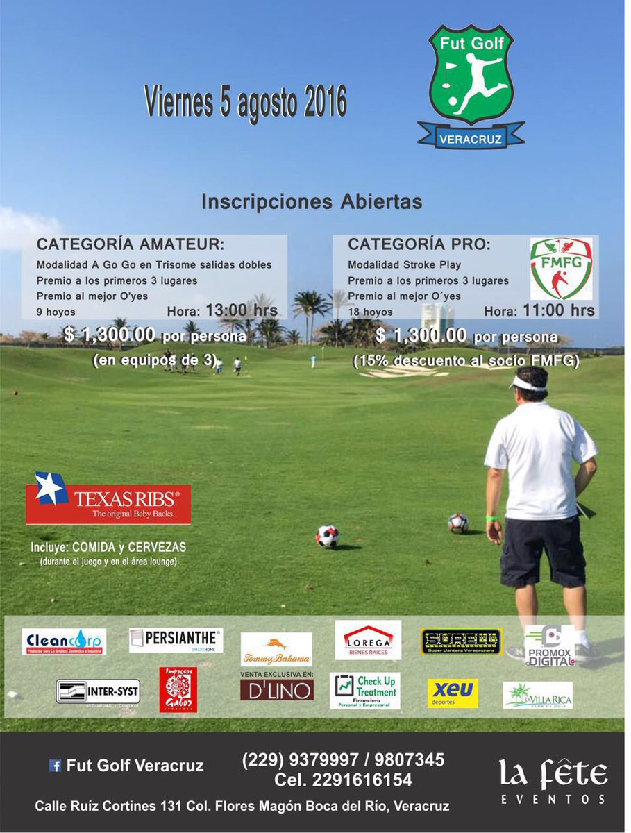 FootGolfMexico's tweet photo. Gran Torneo de FootGolf en Club Villa Rica en Veracruz junto al mar el próximo 5 de agosto. No te lo puedes perder. https://t.co/s46M9eECr9