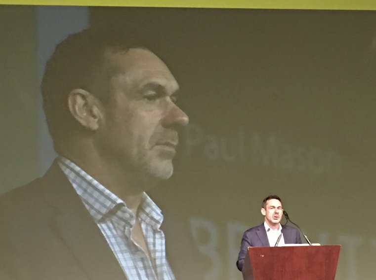HSAAlberta's tweet photo. British journalist, Paul Mason, fresh off of Brexit analysis, addresses NUPGE national convention. #thisisus2016 https://t.co/nwbJAzXPj7