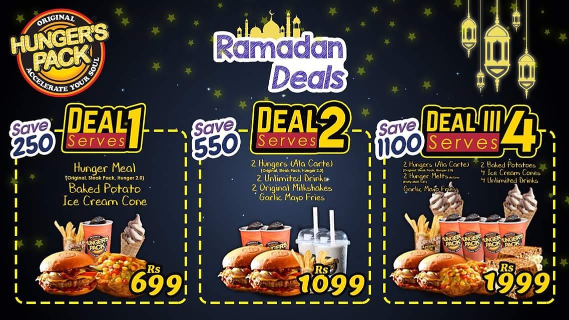 hungerspack's tweet photo. All #hungerramadan Deals. #burgers #karachi #ramadan #foodie #foodblogger #foodunplugged #burgerparty #burgeroff https://t.co/iCkNEHzpoA