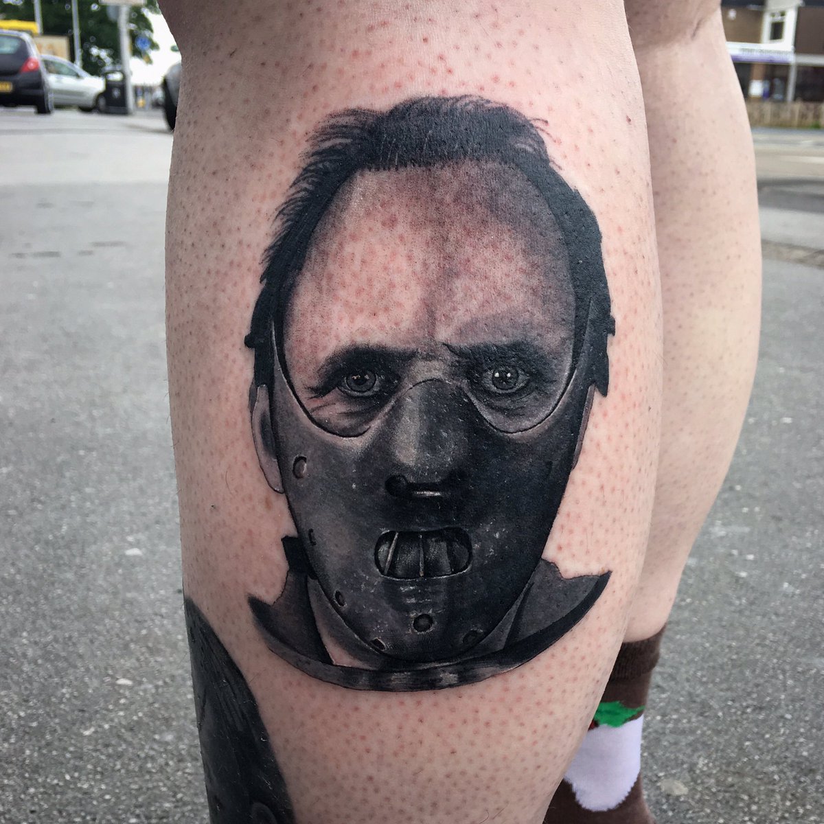 danielleronson's tweet photo. Hannibal tattoo I've done!! Love it!!  #tattoo #Hannibal #portrait https://t.co/wdxkL4DjUp