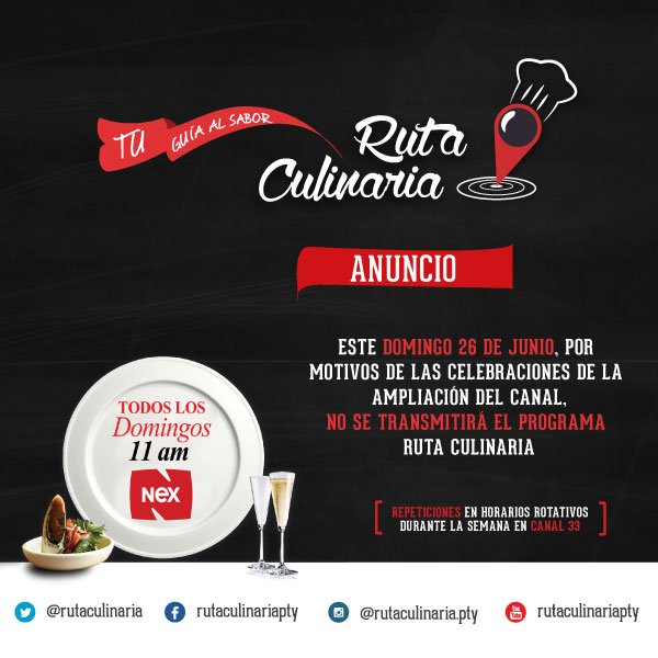 Por las celebraciones de la ampliación del canal, Nex Canal 21, no transmitirá nuestro programa el día de mañana.