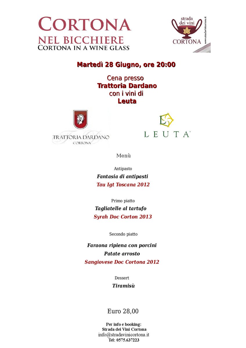 vinicortona's tweet photo. #cortonanelbicchiere con i suoi gustosi menù...
la prossima settimana da @T_Dardano con @leutawines! https://t.co/jPxBXUa85I
