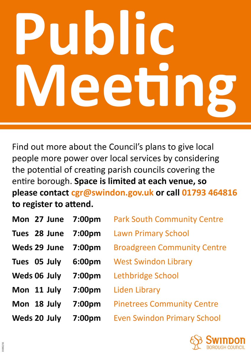 The public meetings on SBC plans for parish councils start next week. Check the poster for your nearest one