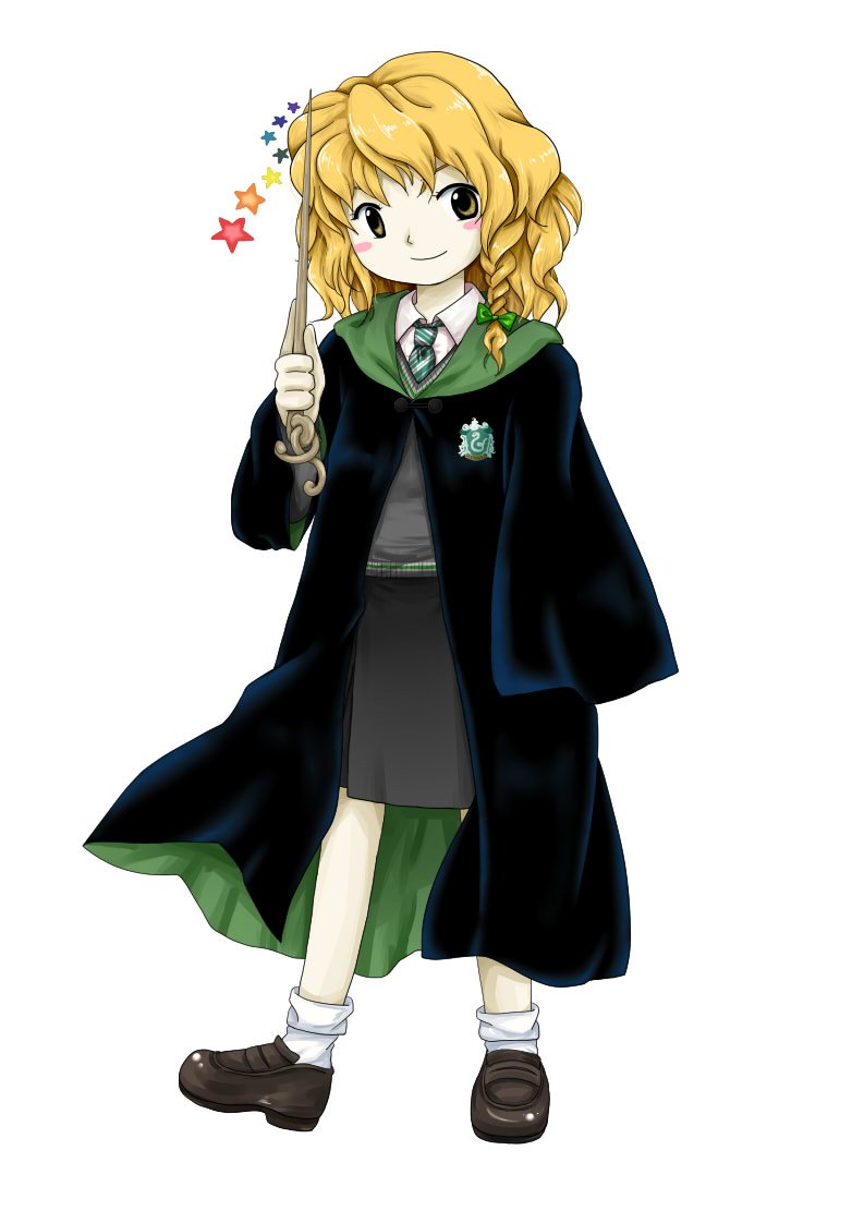 kirisame marisa 1girl hogwarts school uniform solo blonde hair wand school uniform braid  illustration images