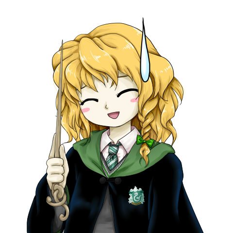 kirisame marisa 1girl hogwarts school uniform solo blonde hair wand school uniform braid  illustration images