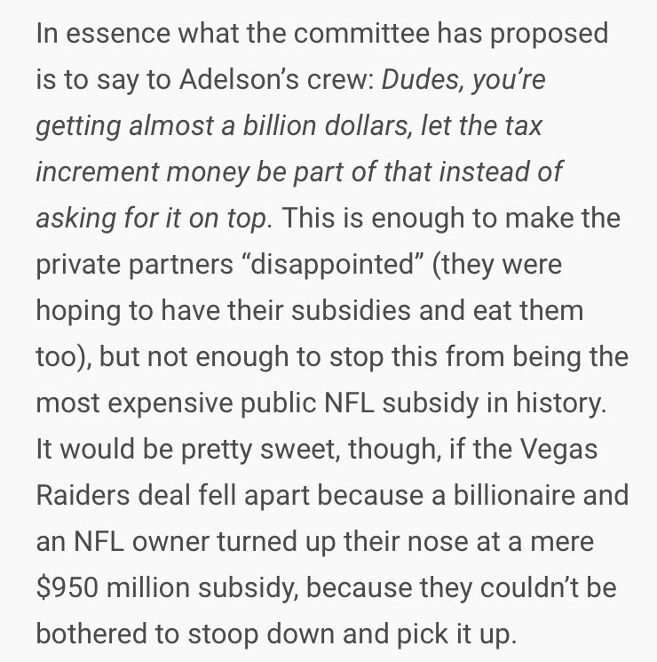 OakStadiumWatch's tweet photo. LRT - Once again @fieldofschemes @neildemause nails it with reality of Raiders & Las Vegas. #TotalAbsurdity https://t.co/dBWOWvzWiz