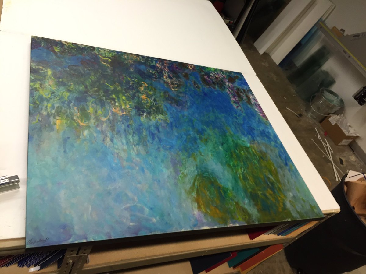 FrameWorksAZ's tweet image. Love the colors on this monster size #Monet canvas! 1.5" deep stretcher bars always a good look.