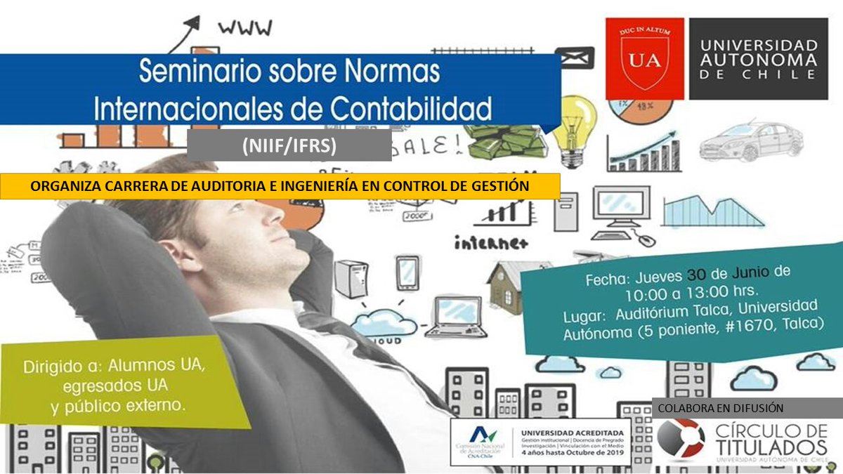 TituladosUA's tweet photo. NORMAS INTERNACIONALES DE CONTABILIDAD (NIIF/IFRS) @autonomadechile #SedeTalca
Inscríbete ⏩ https://t.co/8JxUwyXLLn https://t.co/P9akNzMrZx