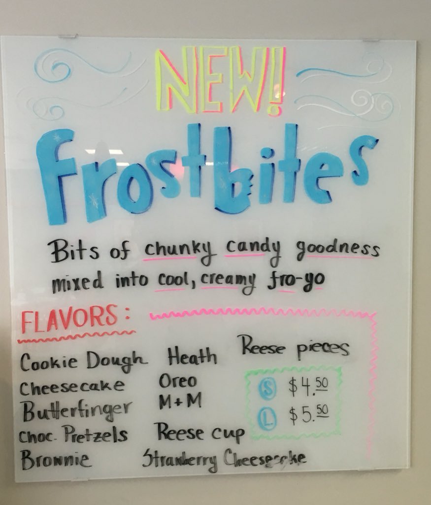 CasteSYogurt's tweet photo. Oh... and when you stop down, make sure to try one of our new Frostbites! Think "Blizzard"... but with probiotics. 😉 https://t.co/davEM6l3rT