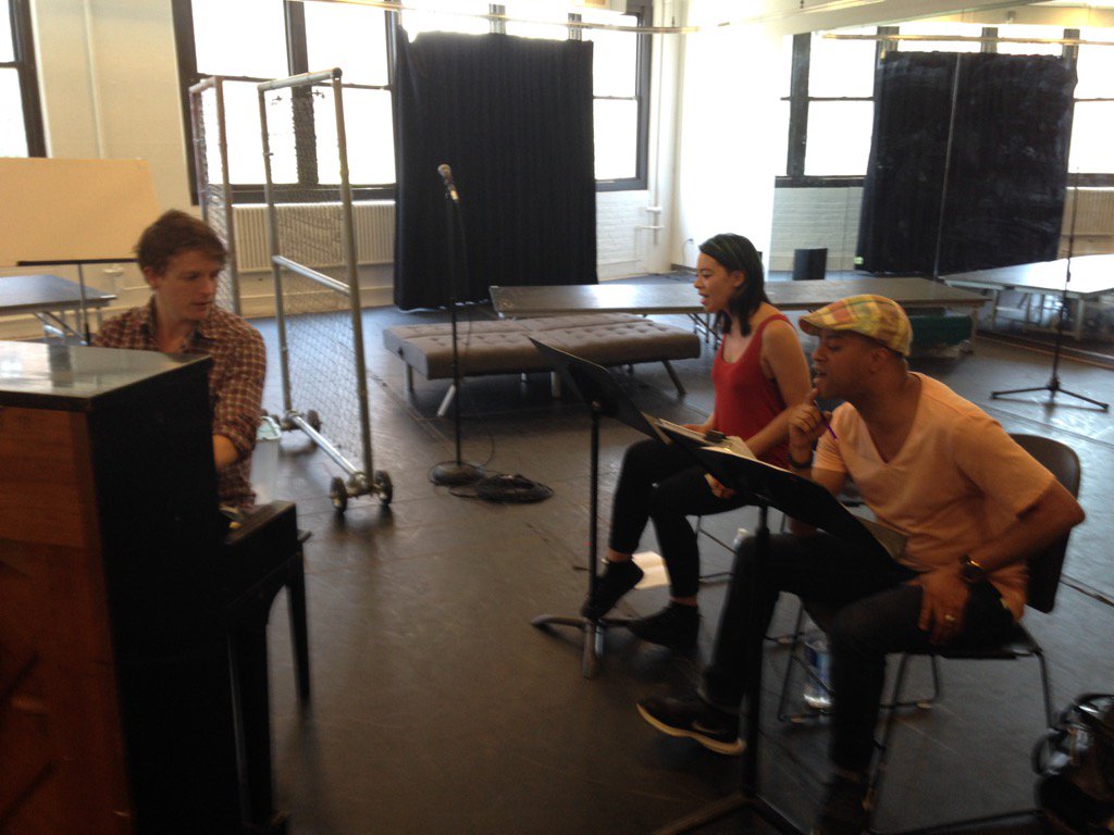 babyfatactone's tweet photo. Music Director Andy Peterson works with Marlene Ginader (Poveretta) and Kwame Michael Remy (Baby Fat) #punkopera https://t.co/gDgscwQ3w3