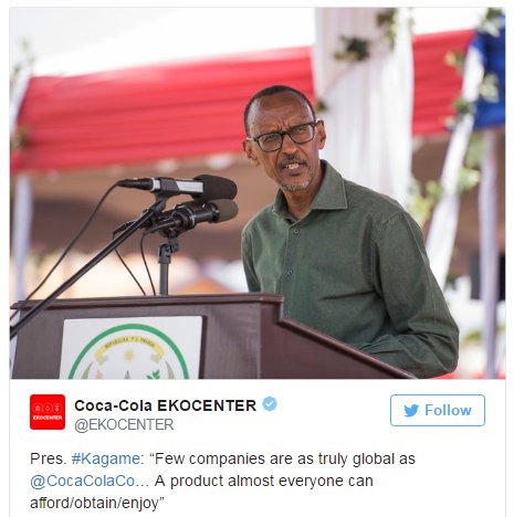 CocaColaCo's tweet photo. Twitter highlights: The world watches as @CocaCola launches flagship @EKOCENTER in Rwanda https://t.co/iUHY28hGus https://t.co/sTW4WdFoBZ